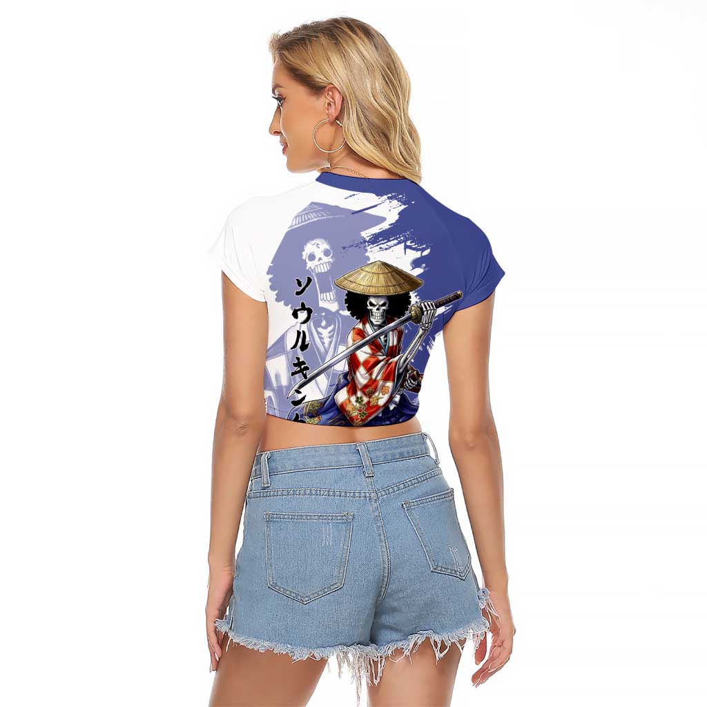 Brook in Wano Samurai Attire Raglan Cropped T Shirt Soul King Brook - Traditional Japanese Style