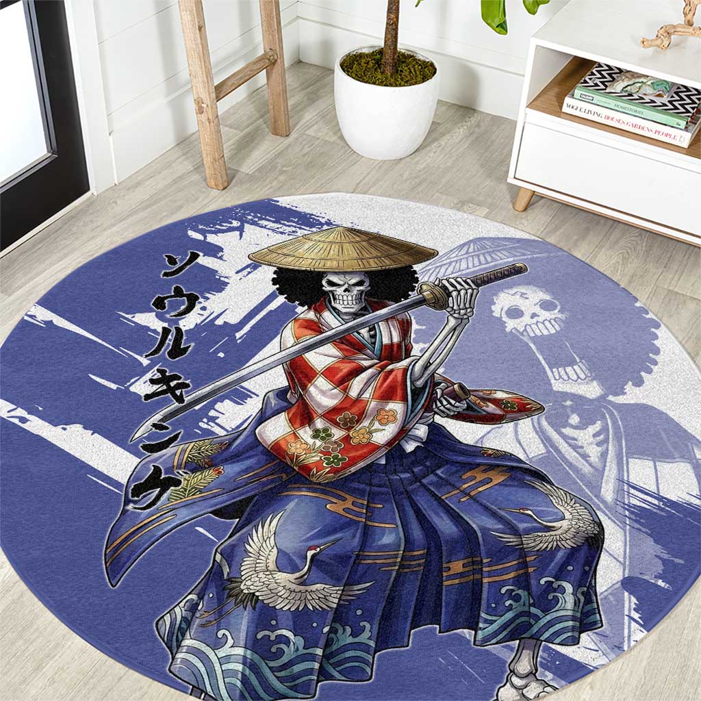Brook in Wano Samurai Attire Round Carpet Soul King Brook - Traditional Japanese Style