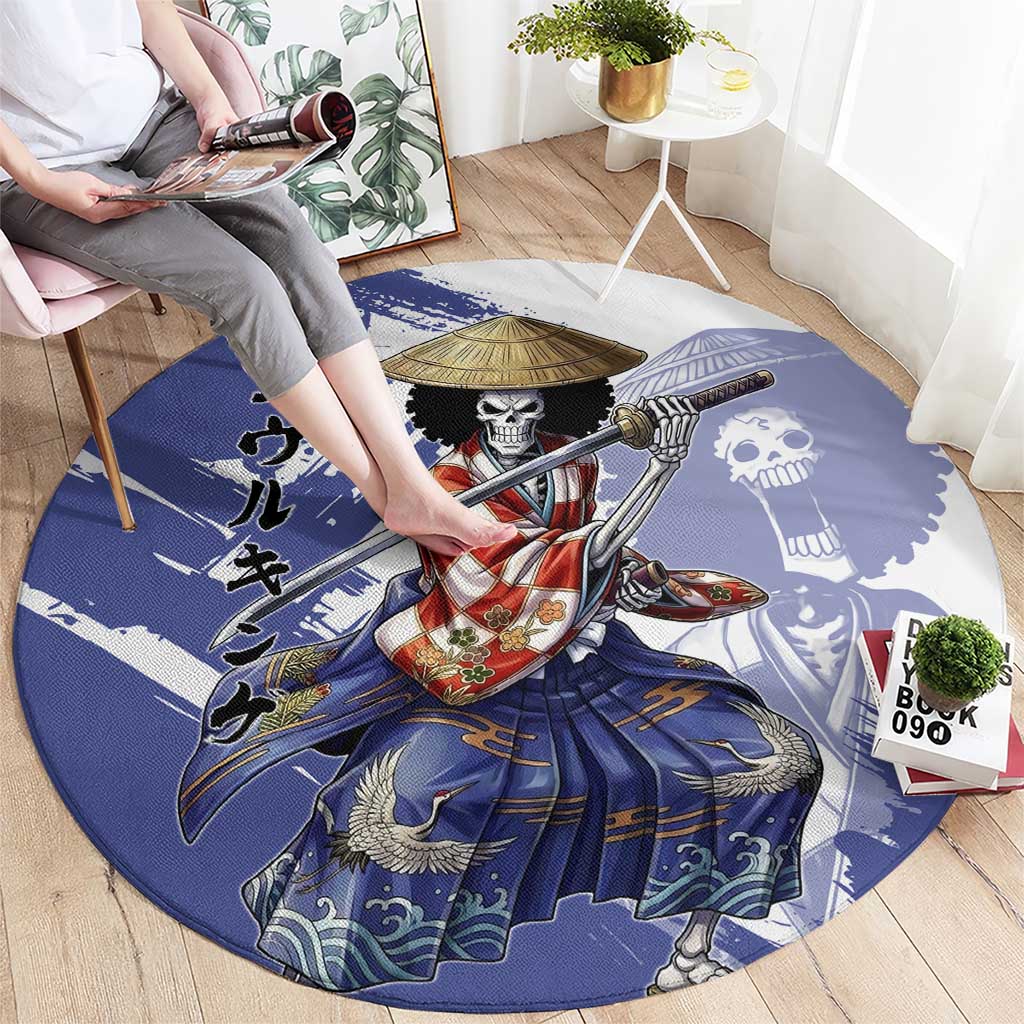 Brook in Wano Samurai Attire Round Carpet Soul King Brook - Traditional Japanese Style