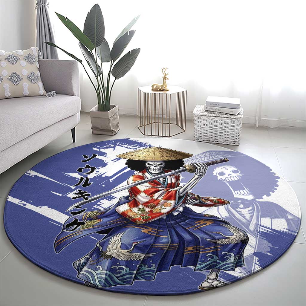 Brook in Wano Samurai Attire Round Carpet Soul King Brook - Traditional Japanese Style