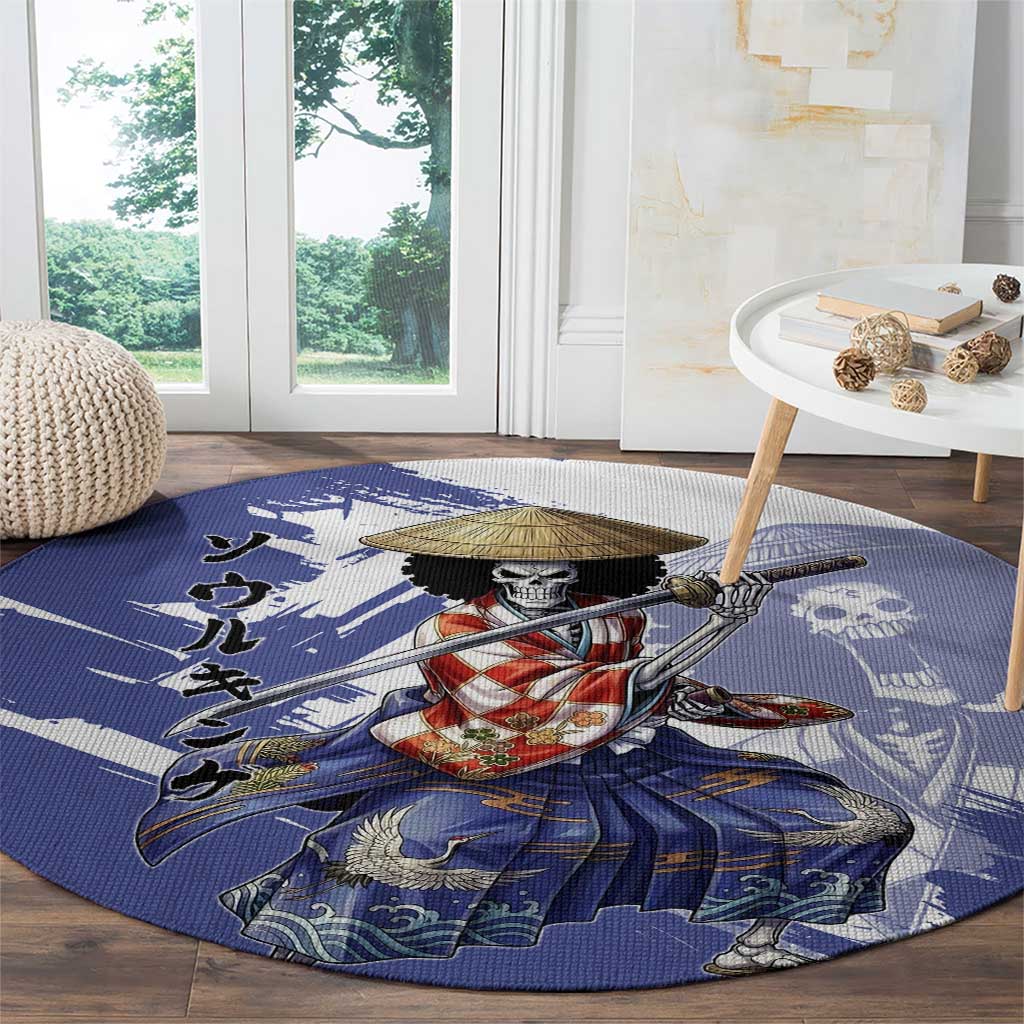 Brook in Wano Samurai Attire Round Carpet Soul King Brook - Traditional Japanese Style