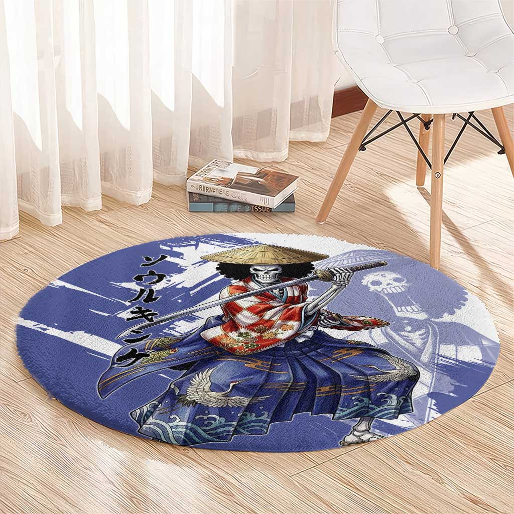 Brook in Wano Samurai Attire Round Carpet Soul King Brook - Traditional Japanese Style