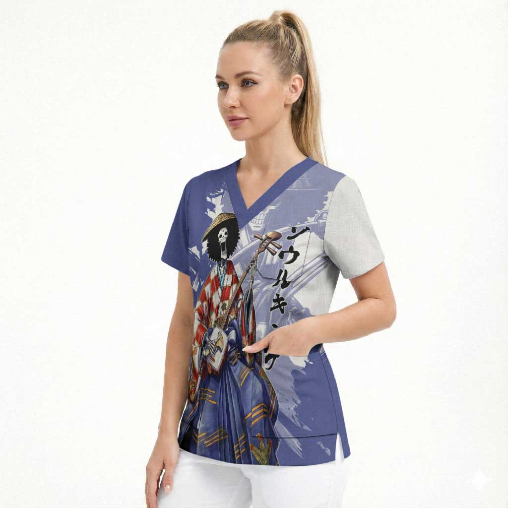 Brook in Wano Samurai Attire Scrub Top Soul King Brook - Traditional Japanese Style