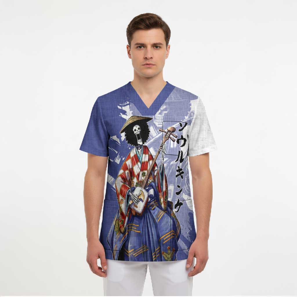 Brook in Wano Samurai Attire Scrub Top Soul King Brook - Traditional Japanese Style