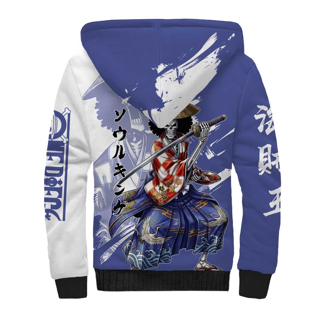 Brook in Wano Samurai Attire Sherpa Hoodie Soul King Brook - Traditional Japanese Style