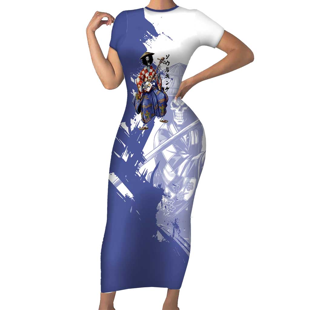 Brook in Wano Samurai Attire Short Sleeve Bodycon Dress Soul King Brook - Traditional Japanese Style
