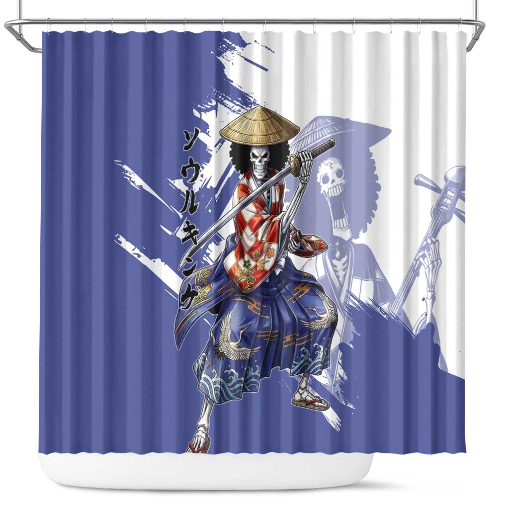 Brook in Wano Samurai Attire Shower Curtain Soul King Brook - Traditional Japanese Style