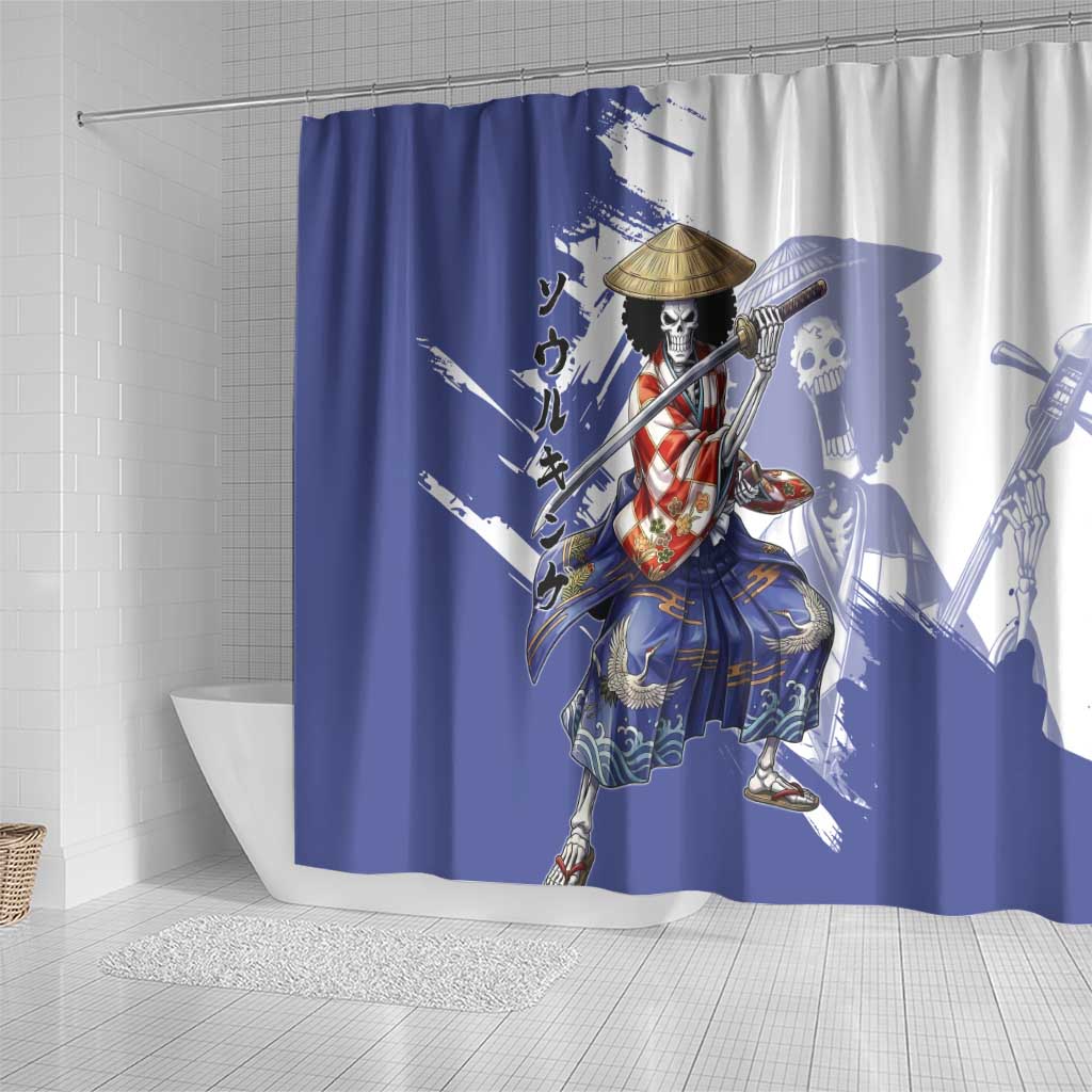 Brook in Wano Samurai Attire Shower Curtain Soul King Brook - Traditional Japanese Style