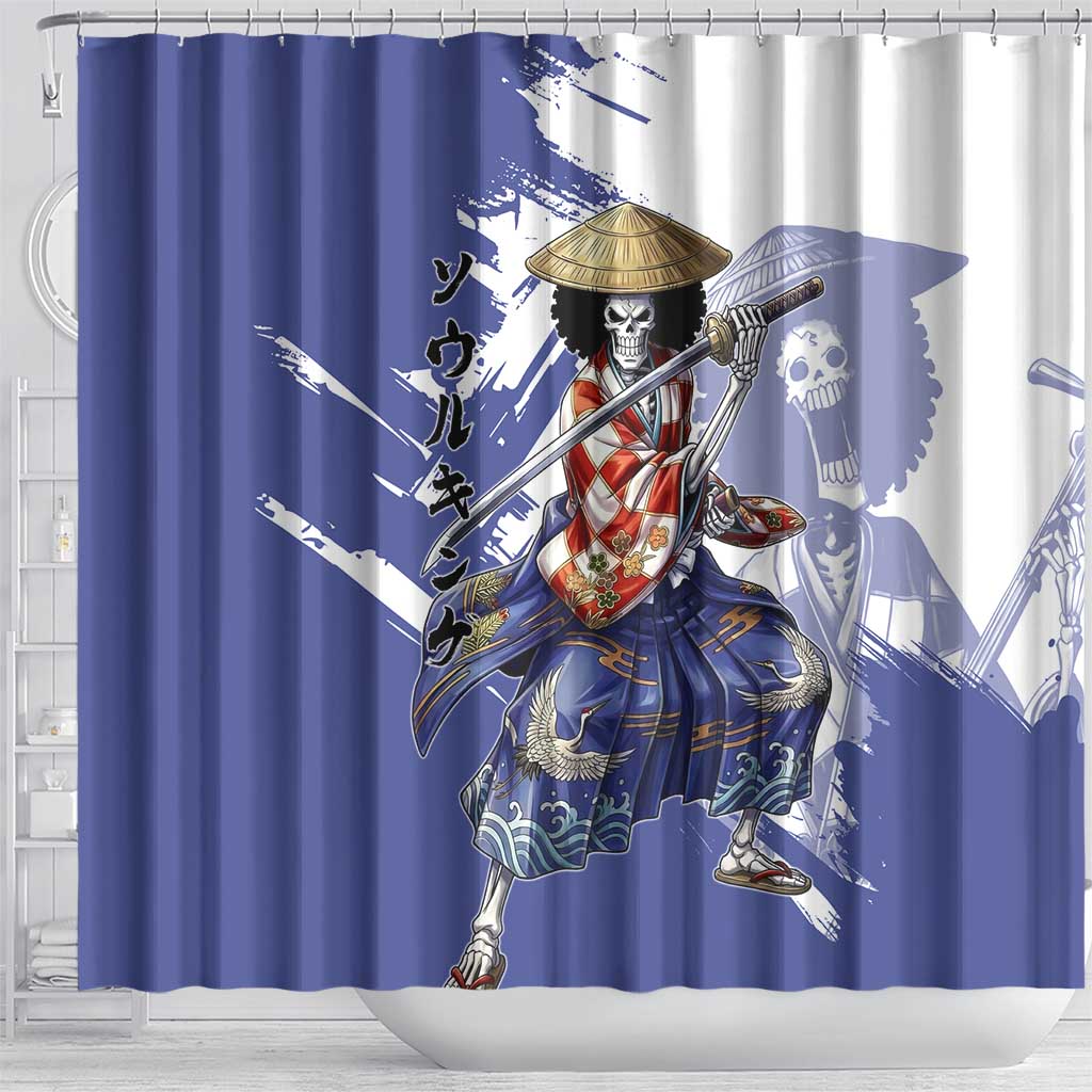 Brook in Wano Samurai Attire Shower Curtain Soul King Brook - Traditional Japanese Style