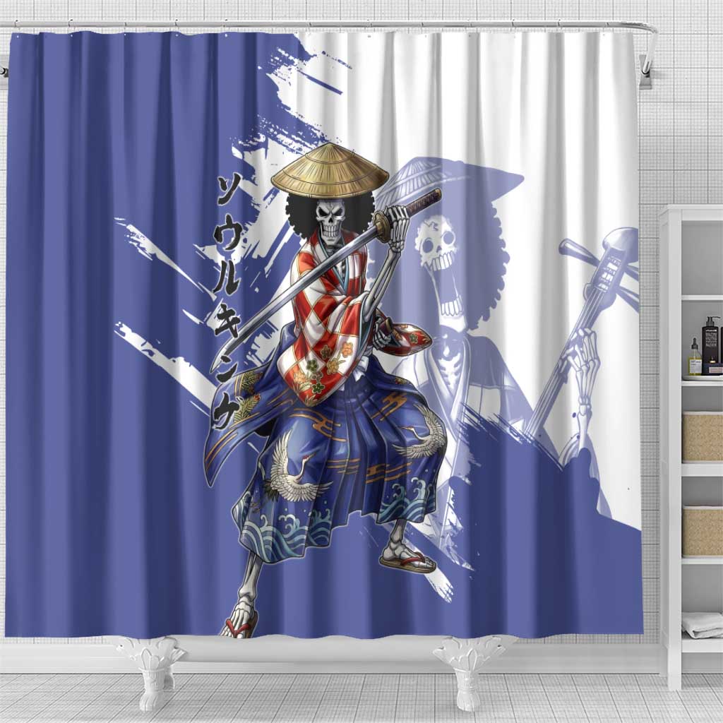 Brook in Wano Samurai Attire Shower Curtain Soul King Brook - Traditional Japanese Style