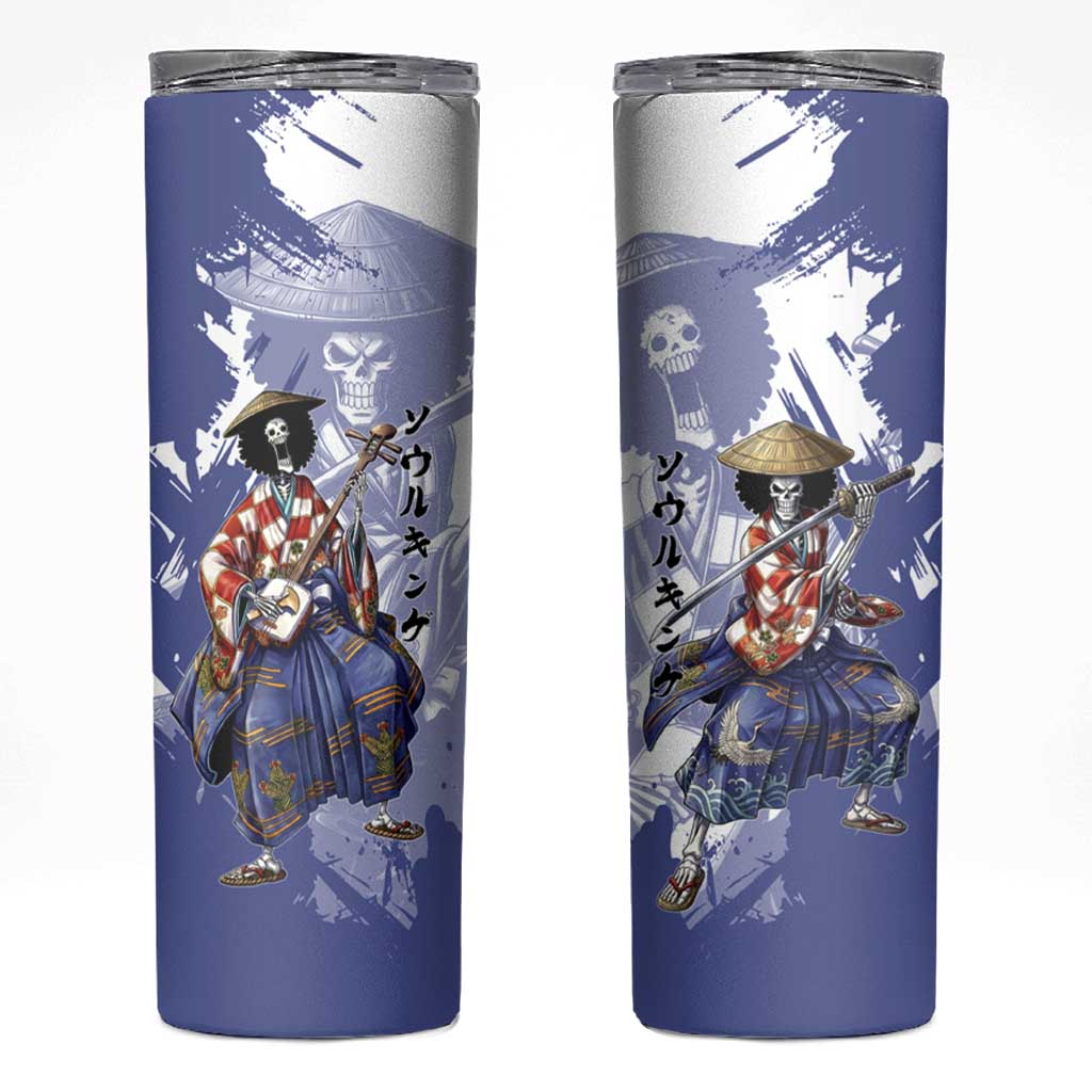 Brook in Wano Samurai Attire Skinny Tumbler Soul King Brook - Traditional Japanese Style
