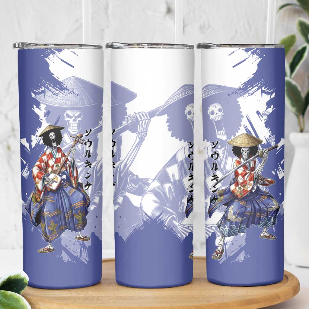 Brook in Wano Samurai Attire Skinny Tumbler Soul King Brook - Traditional Japanese Style