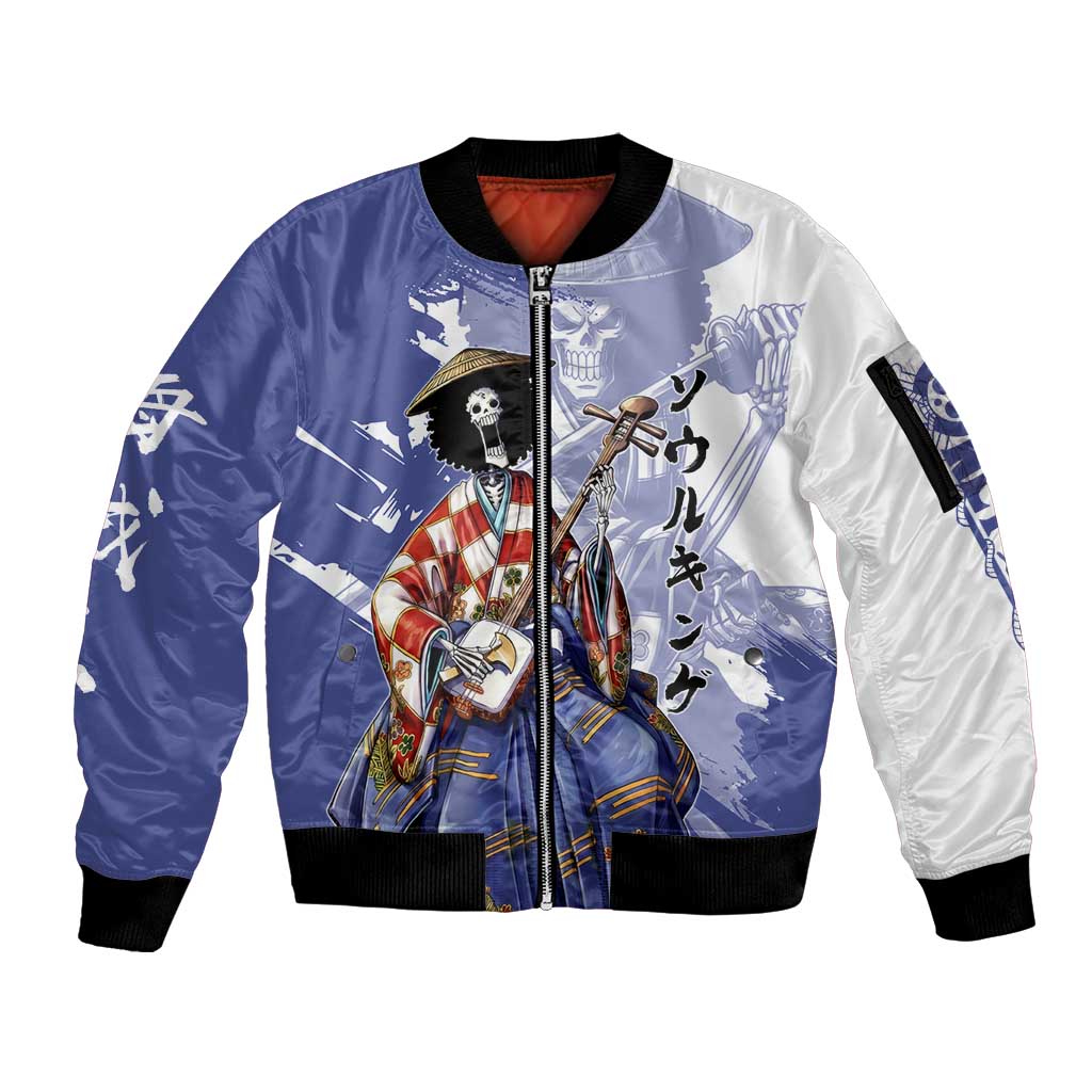 Brook in Wano Samurai Attire Sleeve Zip Bomber Jacket Soul King Brook - Traditional Japanese Style