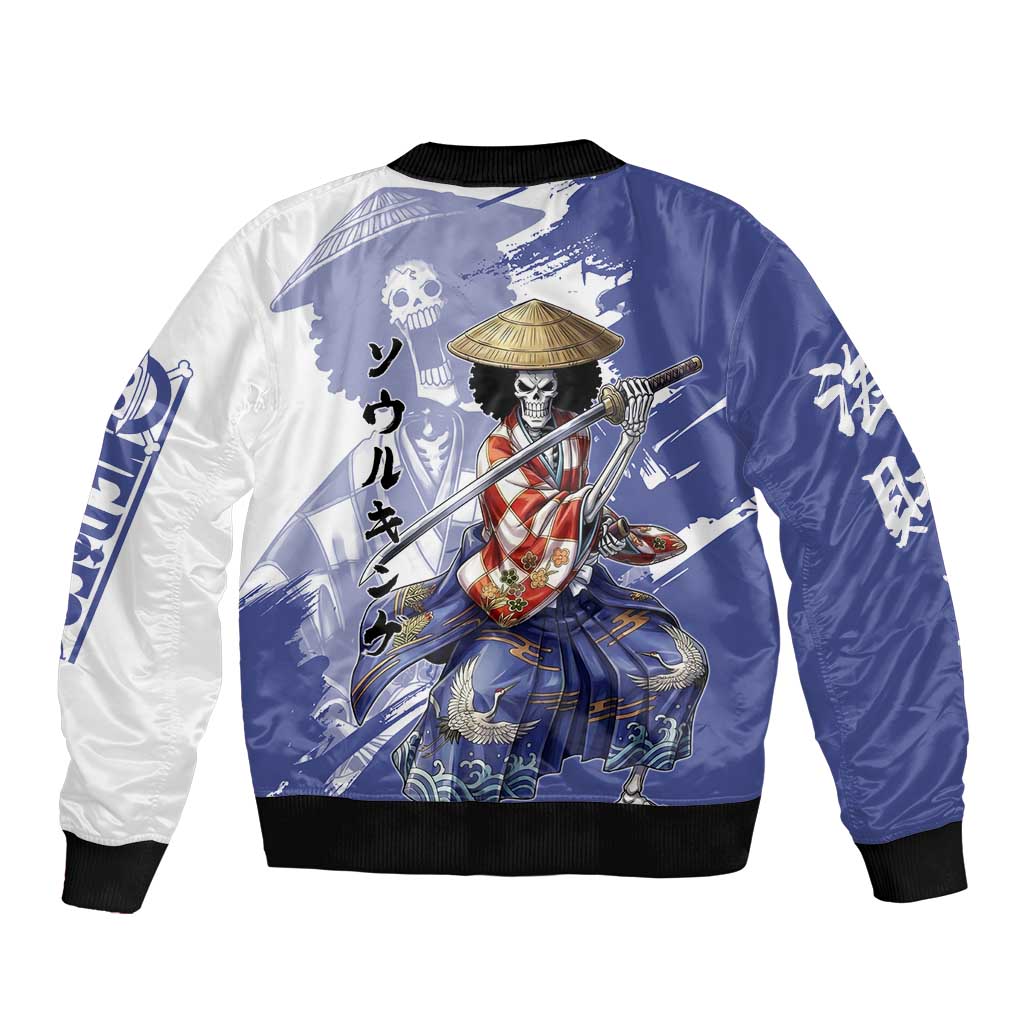 Brook in Wano Samurai Attire Sleeve Zip Bomber Jacket Soul King Brook - Traditional Japanese Style