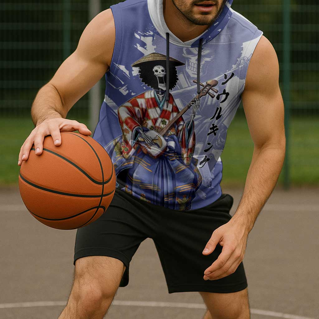 Brook in Wano Samurai Attire Sleeveless Hoodie Soul King Brook - Traditional Japanese Style