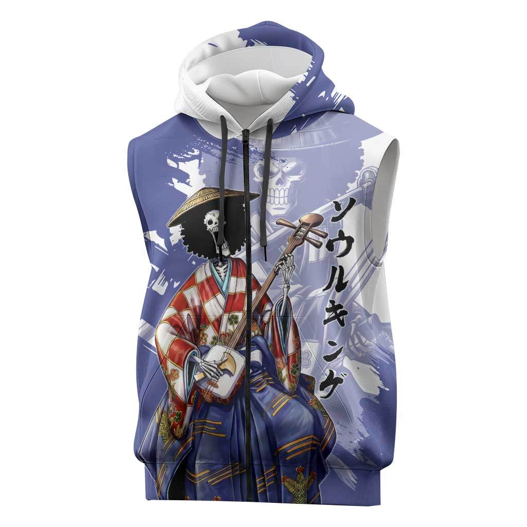 Brook in Wano Samurai Attire Sleeveless Zip Hoodie Soul King Brook - Traditional Japanese Style