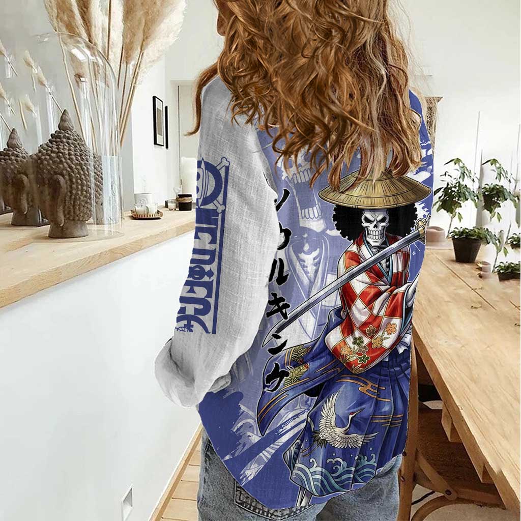 Brook in Wano Samurai Attire Women Casual Shirt Soul King Brook - Traditional Japanese Style