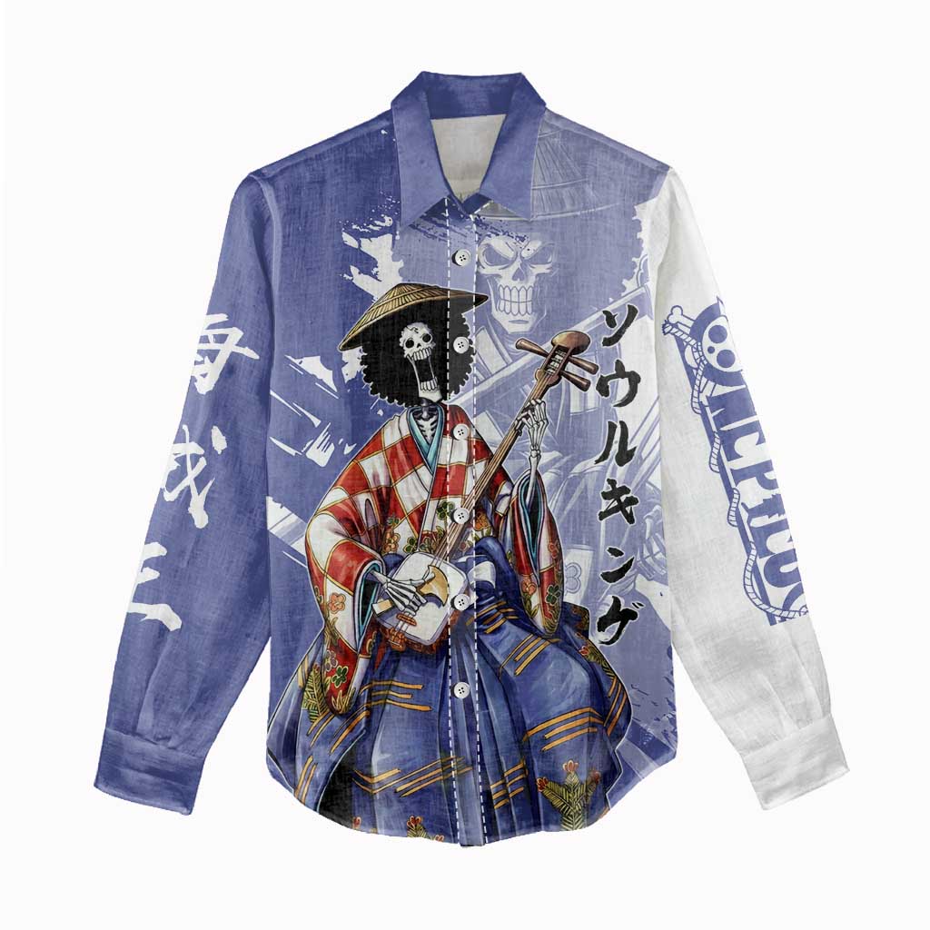 Brook in Wano Samurai Attire Women Casual Shirt Soul King Brook - Traditional Japanese Style