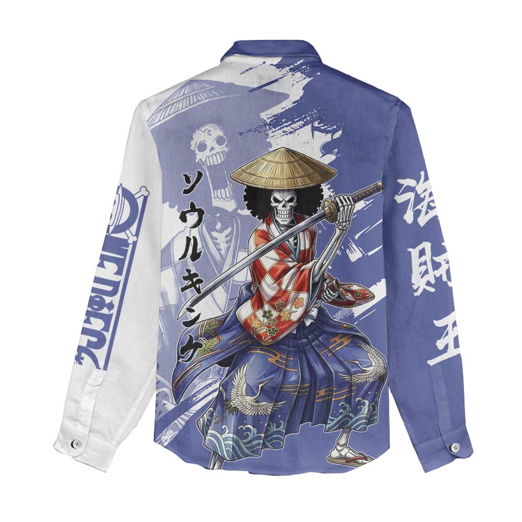 Brook in Wano Samurai Attire Women Casual Shirt Soul King Brook - Traditional Japanese Style