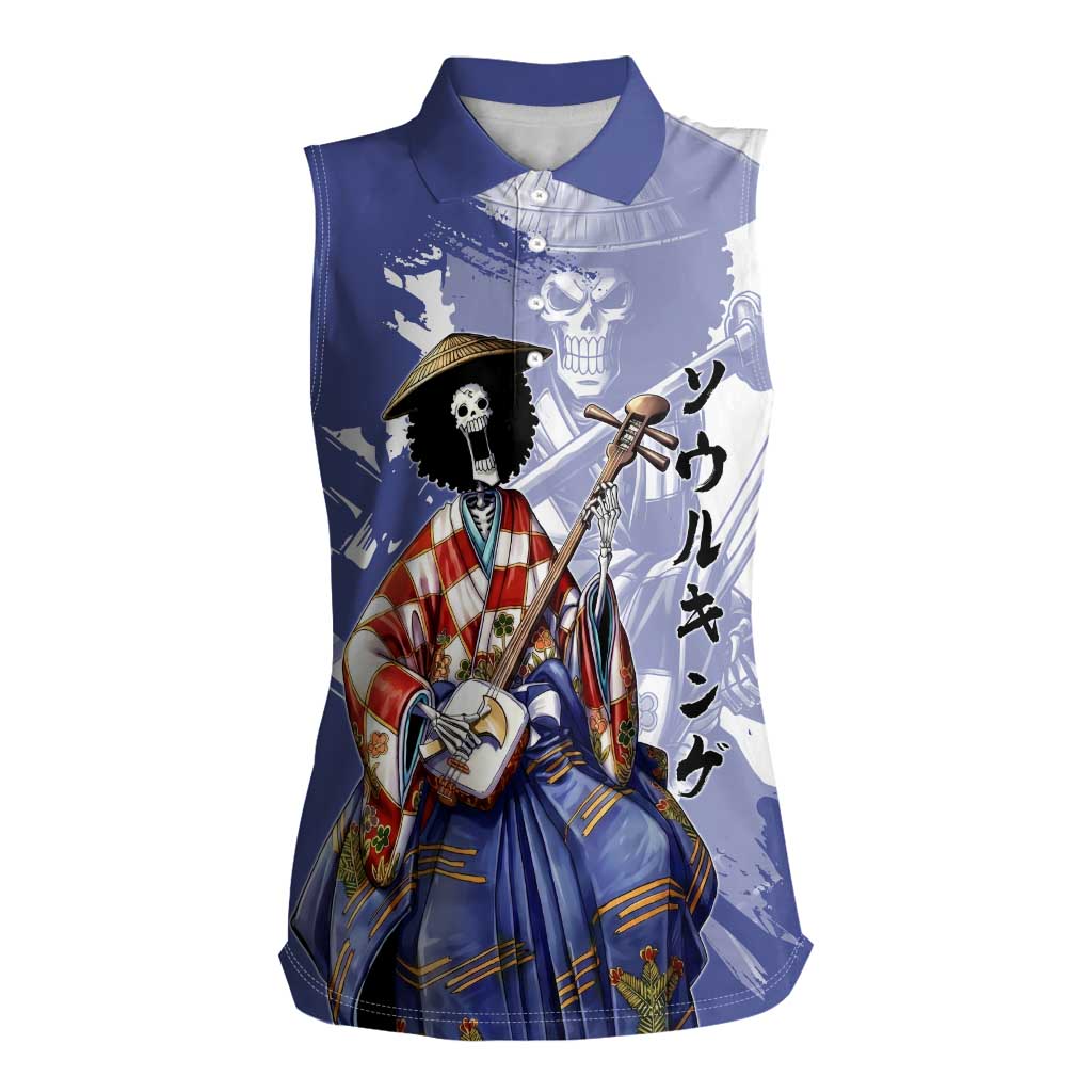 Brook in Wano Samurai Attire Women Sleeveless Polo Shirt Soul King Brook - Traditional Japanese Style