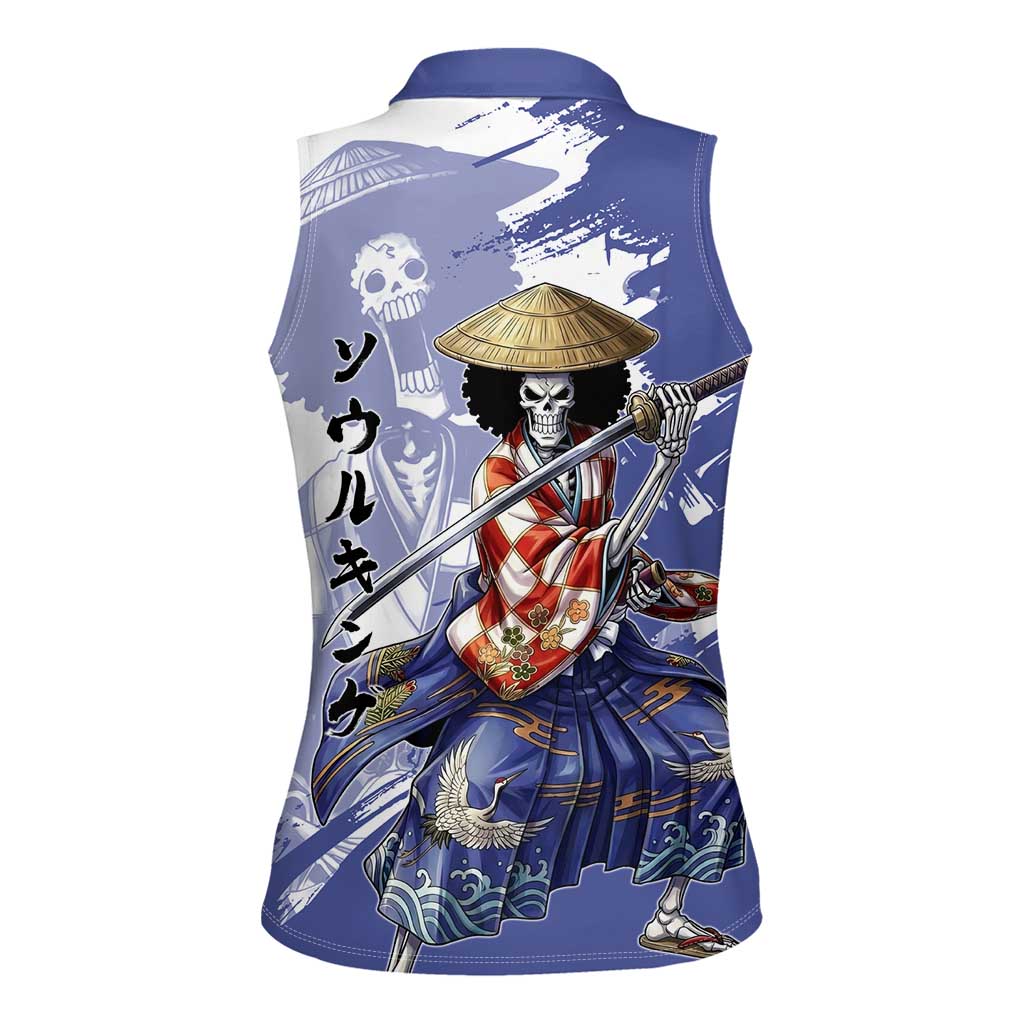 Brook in Wano Samurai Attire Women Sleeveless Polo Shirt Soul King Brook - Traditional Japanese Style