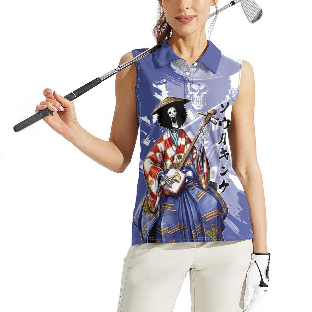 Brook in Wano Samurai Attire Women Sleeveless Polo Shirt Soul King Brook - Traditional Japanese Style