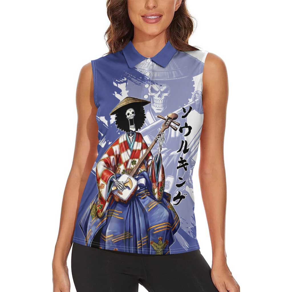 Brook in Wano Samurai Attire Women Sleeveless Polo Shirt Soul King Brook - Traditional Japanese Style