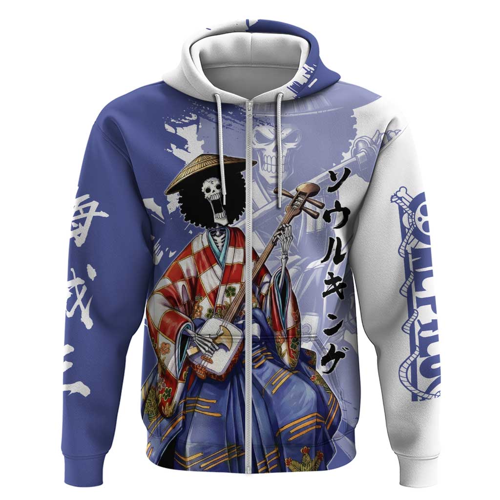 Brook in Wano Samurai Attire Zip Hoodie Soul King Brook - Traditional Japanese Style