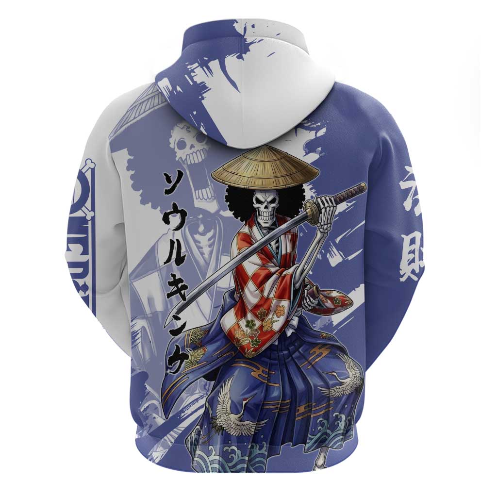 Brook in Wano Samurai Attire Zip Hoodie Soul King Brook - Traditional Japanese Style