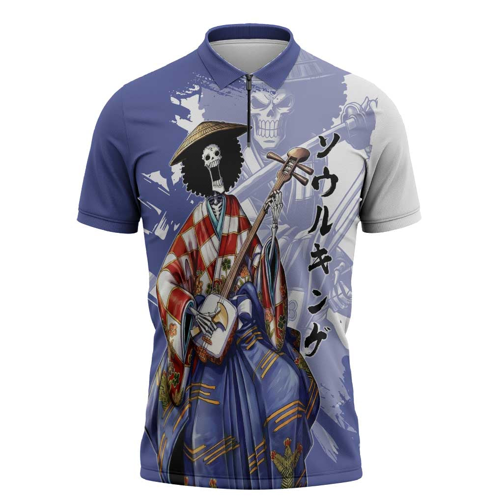 Brook in Wano Samurai Attire Zipper Polo Shirt Soul King Brook - Traditional Japanese Style