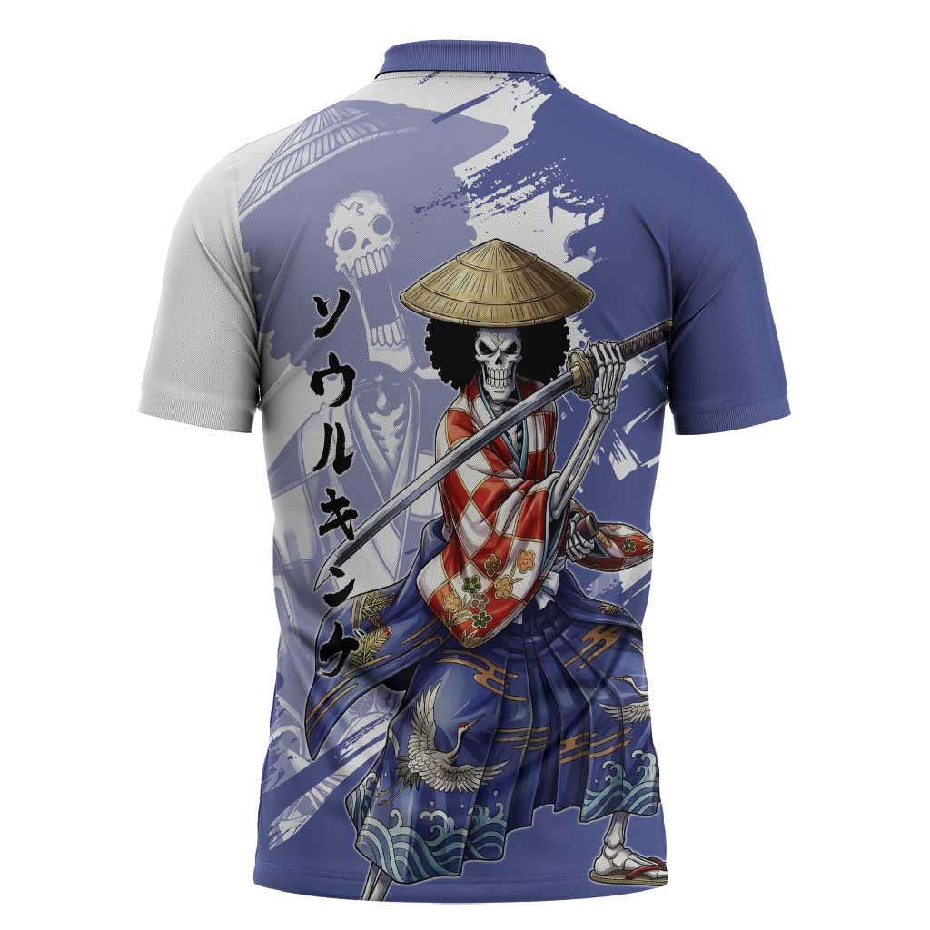 Brook in Wano Samurai Attire Zipper Polo Shirt Soul King Brook - Traditional Japanese Style