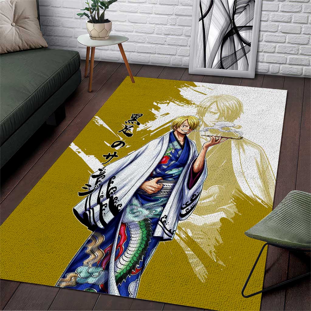 Vinsmoke Sanji - Wano Arc Samurai Style Area Rug Sanji in Traditional Kimono - One Piece Wano Edition