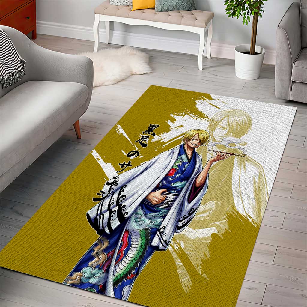 Vinsmoke Sanji - Wano Arc Samurai Style Area Rug Sanji in Traditional Kimono - One Piece Wano Edition