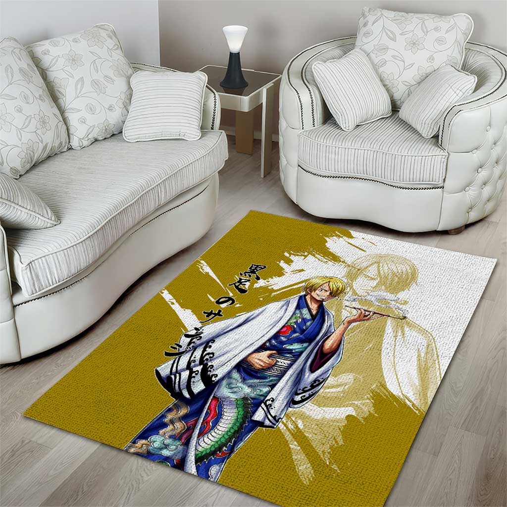Vinsmoke Sanji - Wano Arc Samurai Style Area Rug Sanji in Traditional Kimono - One Piece Wano Edition