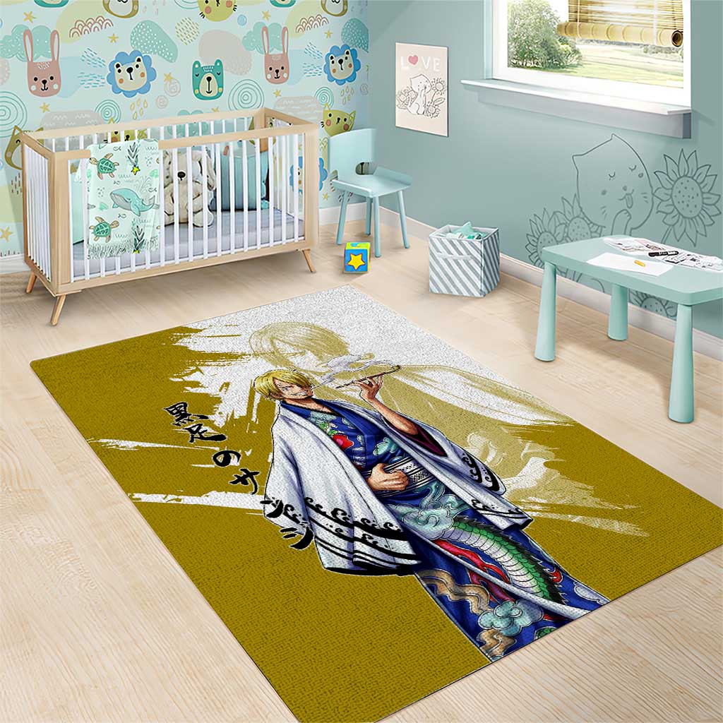 Vinsmoke Sanji - Wano Arc Samurai Style Area Rug Sanji in Traditional Kimono - One Piece Wano Edition