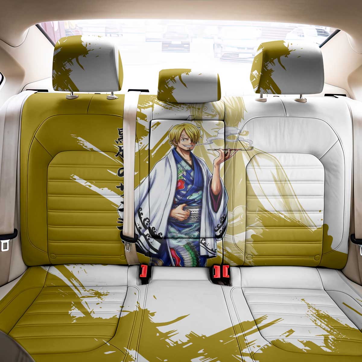 Vinsmoke Sanji - Wano Arc Samurai Style Back Car Seat Cover Sanji in Traditional Kimono - One Piece Wano Edition