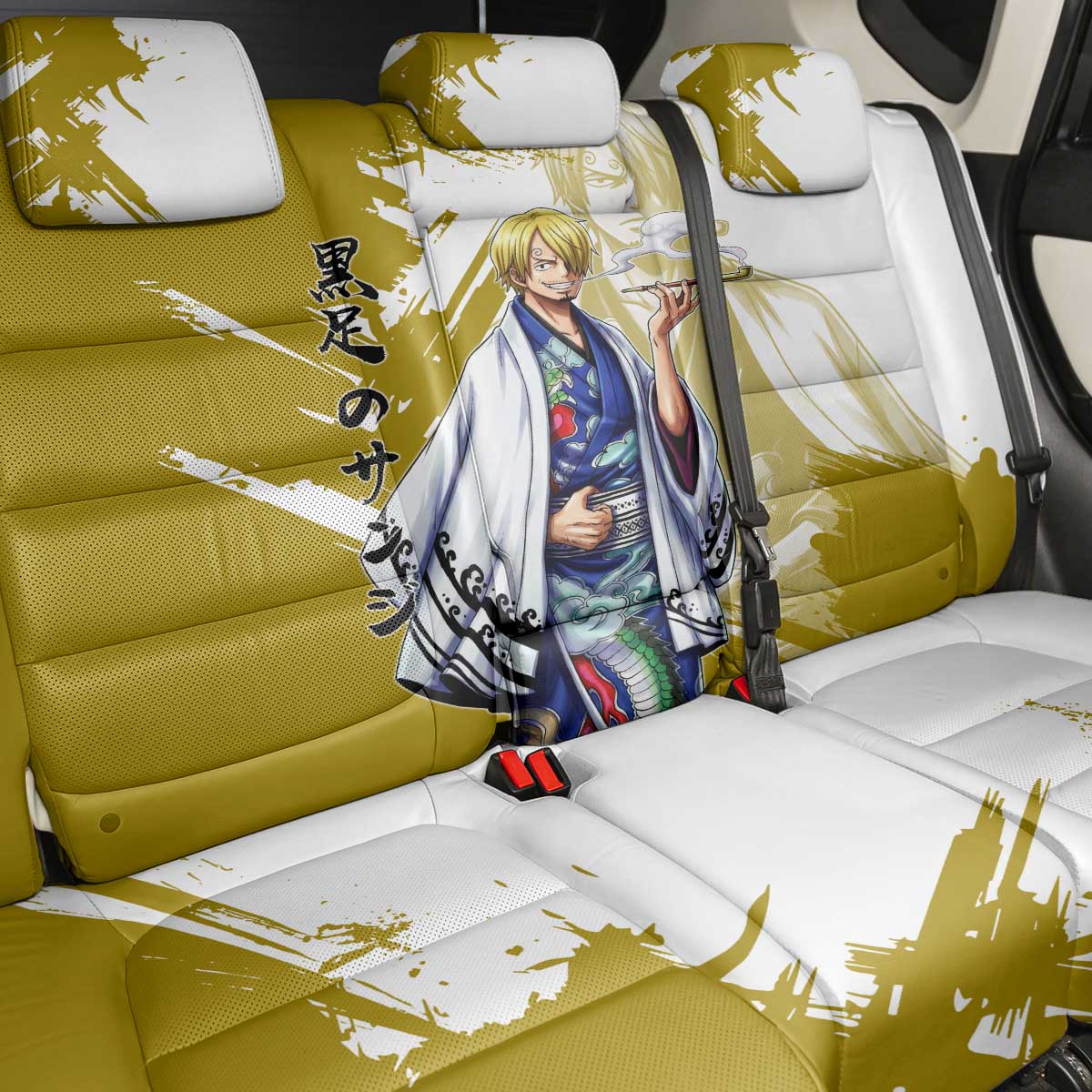 Vinsmoke Sanji - Wano Arc Samurai Style Back Car Seat Cover Sanji in Traditional Kimono - One Piece Wano Edition