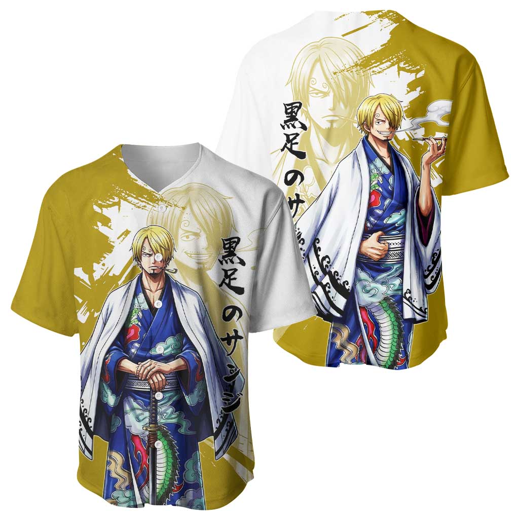 Vinsmoke Sanji - Wano Arc Samurai Style Baseball Jersey Sanji in Traditional Kimono - One Piece Wano Edition