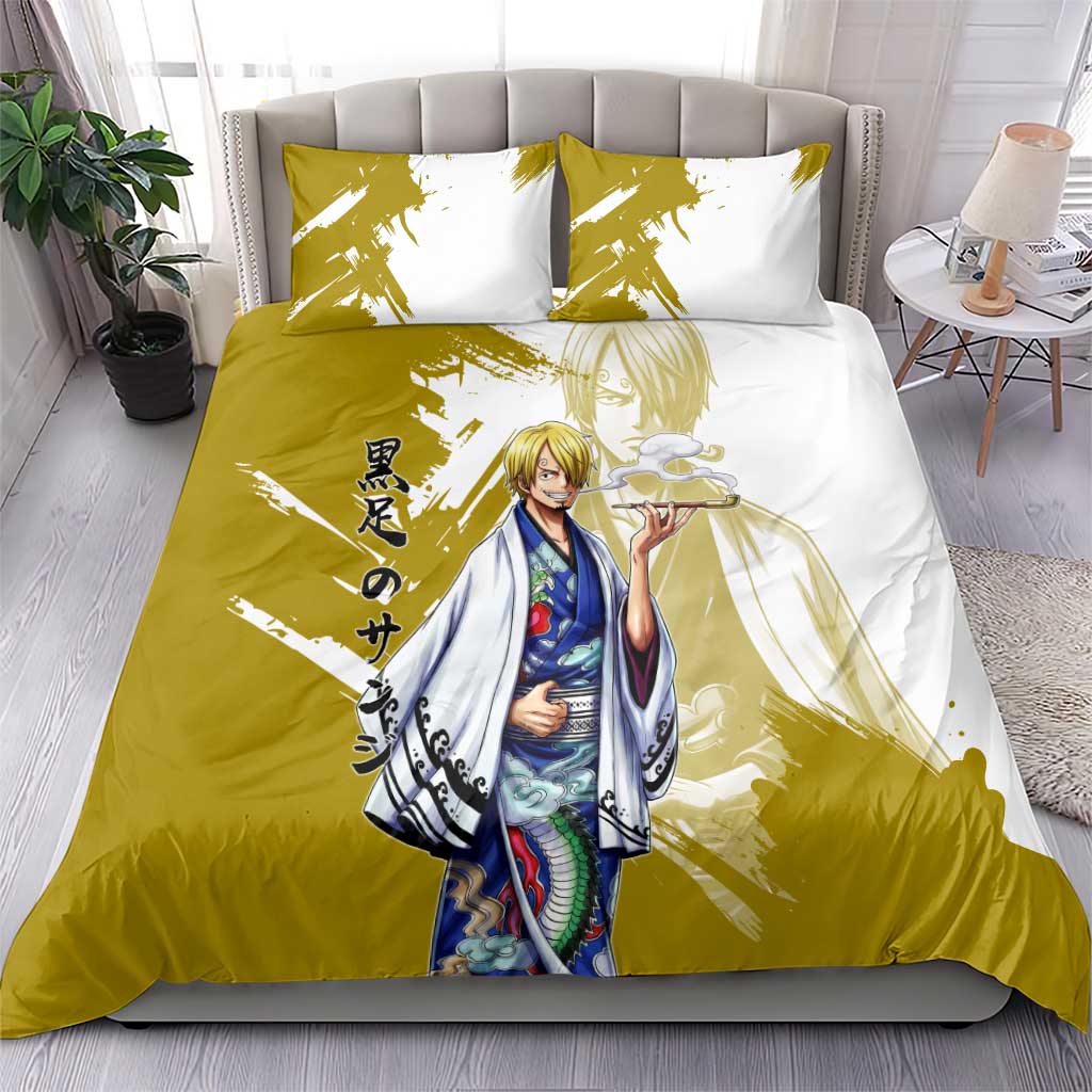 Vinsmoke Sanji - Wano Arc Samurai Style Bedding Set Sanji in Traditional Kimono - One Piece Wano Edition