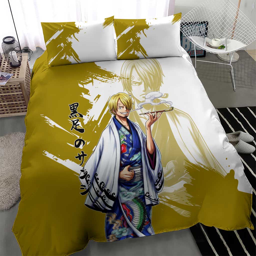 Vinsmoke Sanji - Wano Arc Samurai Style Bedding Set Sanji in Traditional Kimono - One Piece Wano Edition