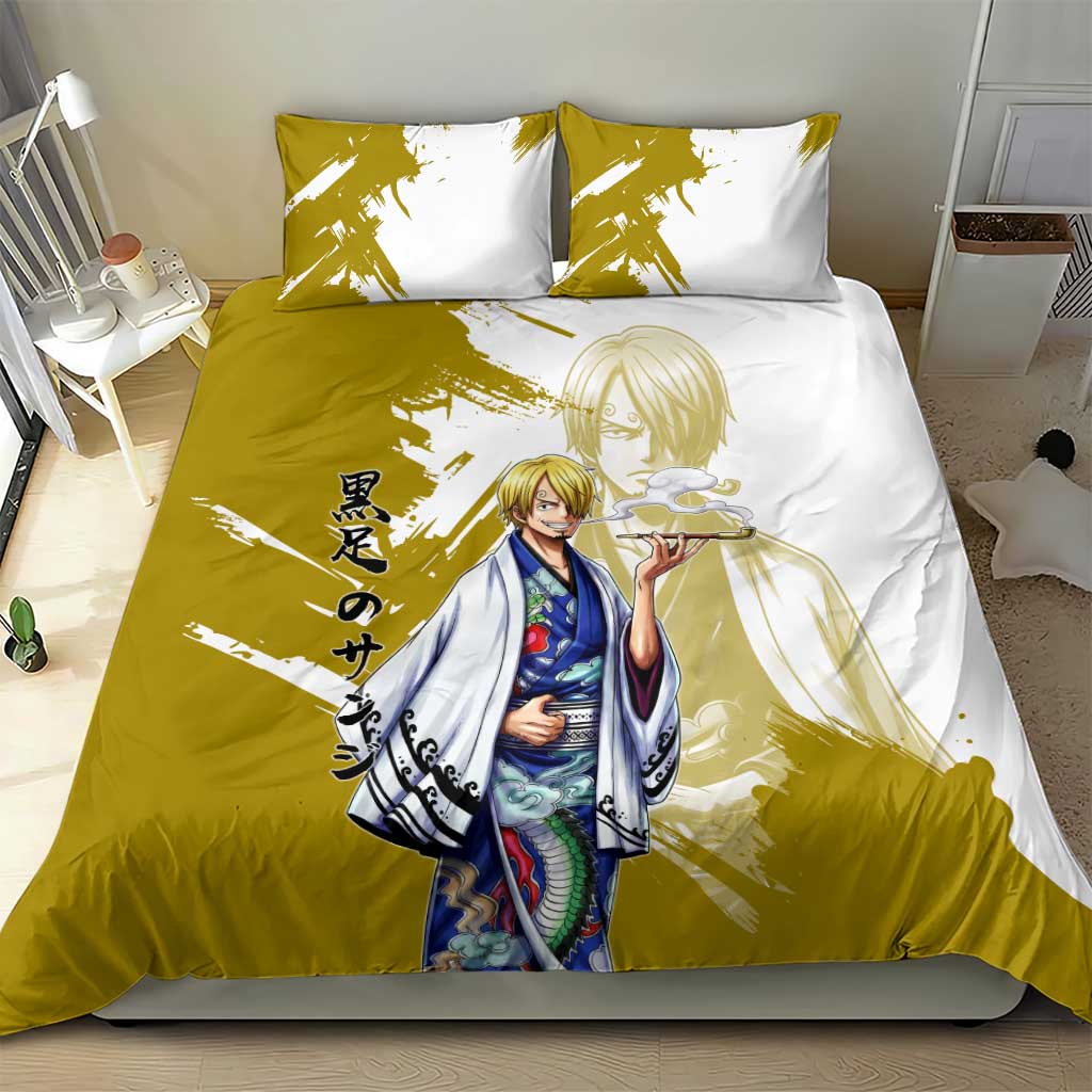 Vinsmoke Sanji - Wano Arc Samurai Style Bedding Set Sanji in Traditional Kimono - One Piece Wano Edition