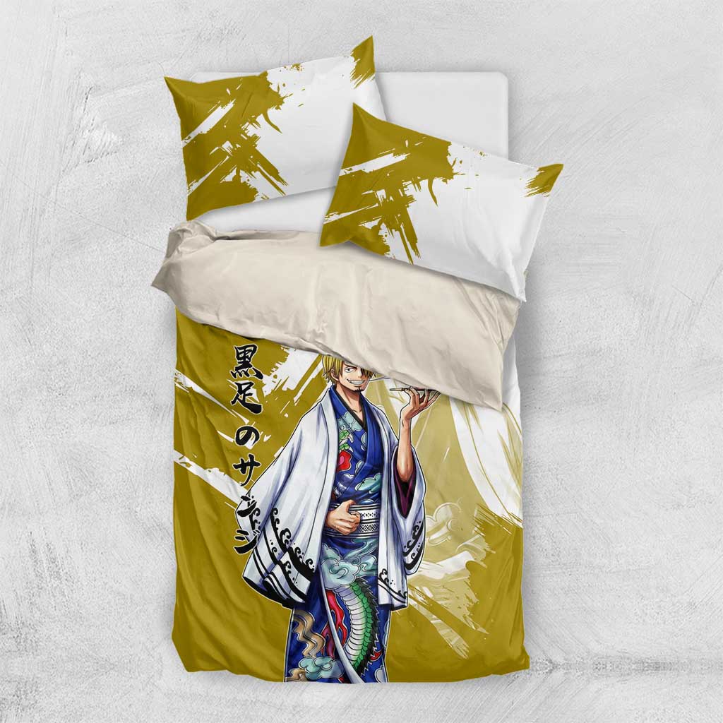 Vinsmoke Sanji - Wano Arc Samurai Style Bedding Set Sanji in Traditional Kimono - One Piece Wano Edition