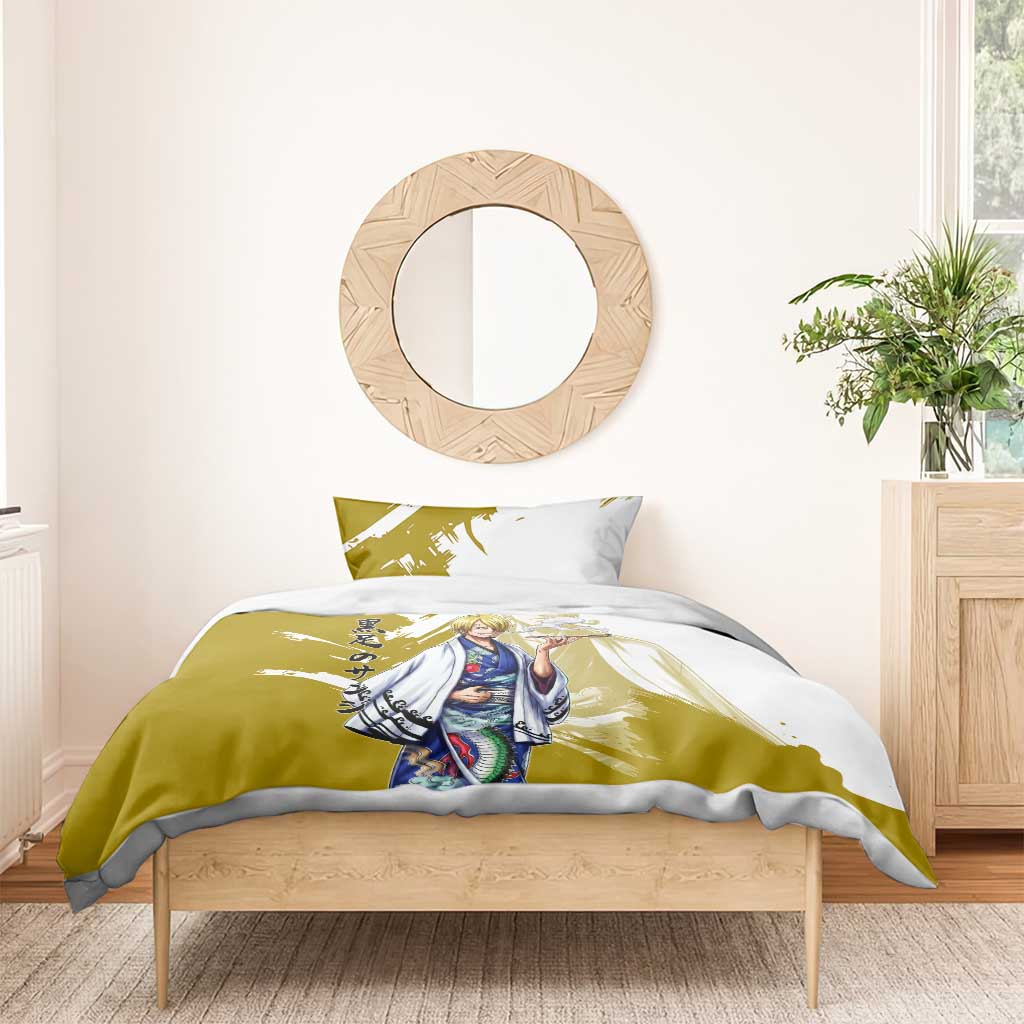 Vinsmoke Sanji - Wano Arc Samurai Style Bedding Set Sanji in Traditional Kimono - One Piece Wano Edition