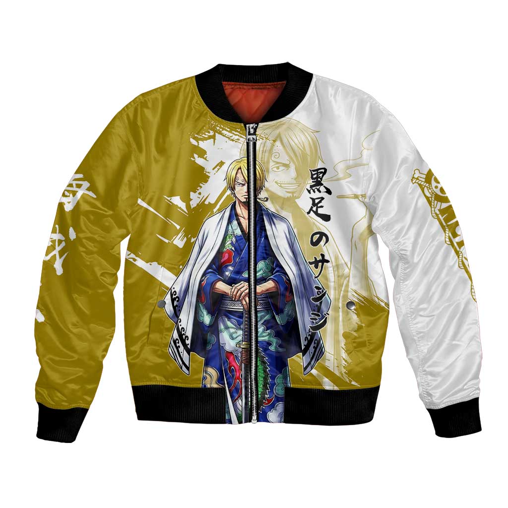 Vinsmoke Sanji - Wano Arc Samurai Style Bomber Jacket Sanji in Traditional Kimono - One Piece Wano Edition