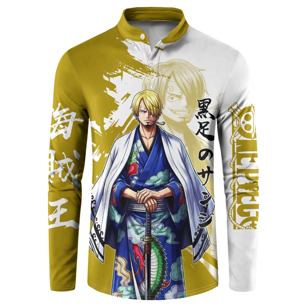 Vinsmoke Sanji - Wano Arc Samurai Style Button Sweatshirt Sanji in Traditional Kimono - One Piece Wano Edition