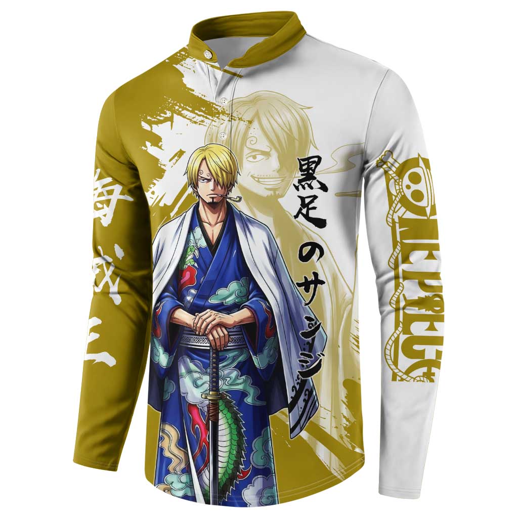 Vinsmoke Sanji - Wano Arc Samurai Style Button Sweatshirt Sanji in Traditional Kimono - One Piece Wano Edition