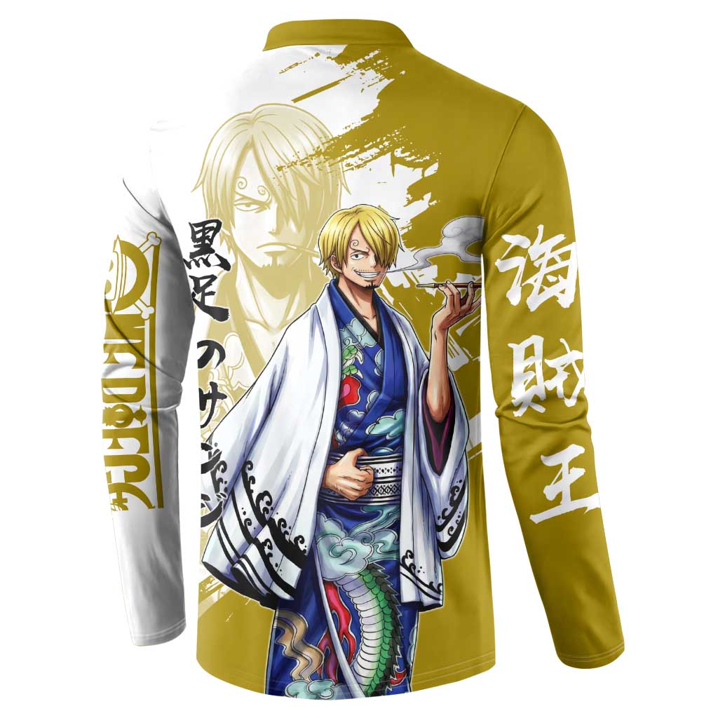 Vinsmoke Sanji - Wano Arc Samurai Style Button Sweatshirt Sanji in Traditional Kimono - One Piece Wano Edition
