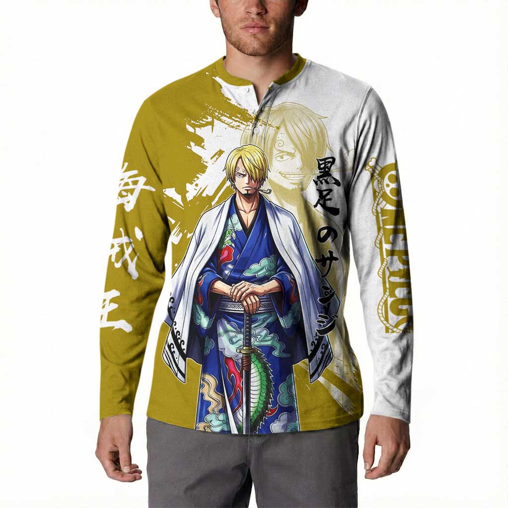 Vinsmoke Sanji - Wano Arc Samurai Style Button Sweatshirt Sanji in Traditional Kimono - One Piece Wano Edition