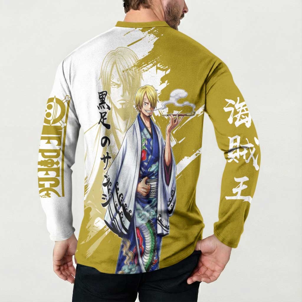 Vinsmoke Sanji - Wano Arc Samurai Style Button Sweatshirt Sanji in Traditional Kimono - One Piece Wano Edition