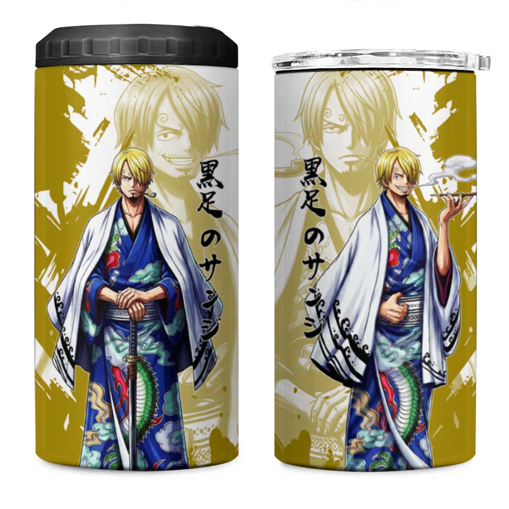 Vinsmoke Sanji - Wano Arc Samurai Style 4 in 1 Can Cooler Tumbler Sanji in Traditional Kimono - One Piece Wano Edition